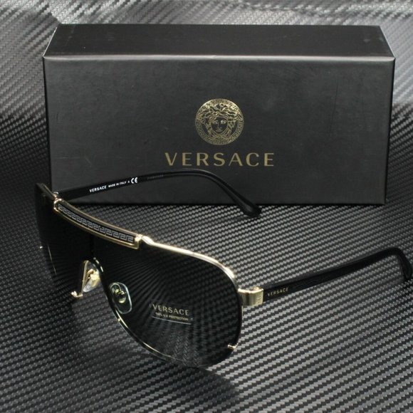 VERSACE GOLD GRAY 40MM MENS SUNGLASSES NEW WITH BOX - Picture 2 of 4